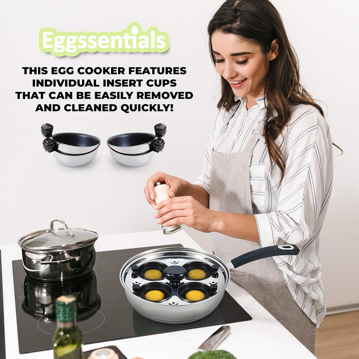 4 cup egg poaching pan with extra 4 cups