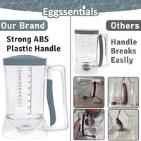 Eggssentials Pancake Batter Dispenser features a strong ABS handle, unlike others that break easily.
