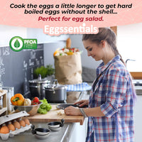 Woman preparing food in kitchen using Egg Poacher Spare Removable Poaching Cup for easy eggs.