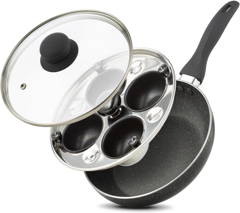 Cook perfectly shaped poached eggs every time with this durable nonstick egg poacher pan with lid.