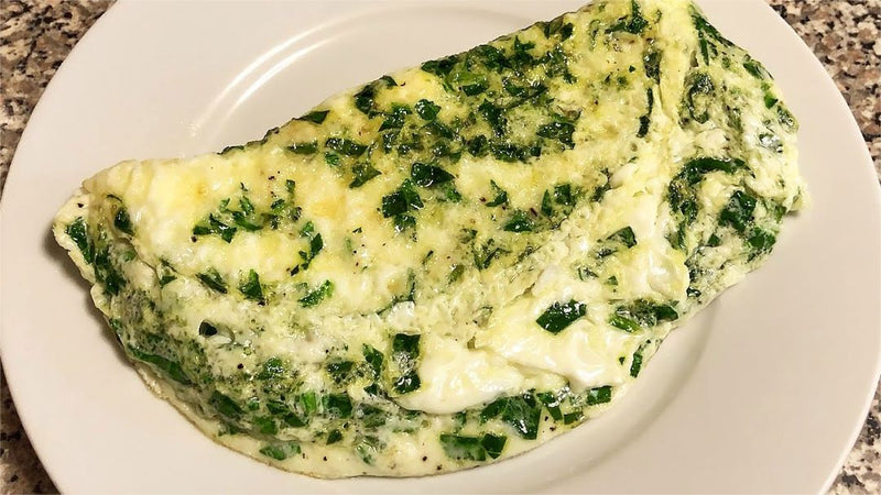 Cheesy Open Face Egg White Omelet With Sautéed Spinach