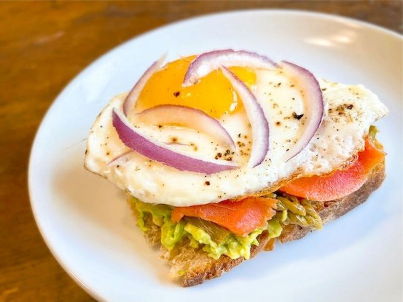 Sunny Side Up, Avocado and Smoked Salmon Breakfast Muffin