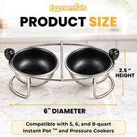 Eggssentials Egg Poacher Insert Stainless Steel Poached Egg Cooker Eggs Poaching Cup PFOA Free Egg Poachers Nonstick, 6.25" Rack Compatible with Skillet Instant Pot Pressure Cooker, 2 Poached Cups