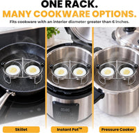 Eggssentials Egg Poacher Insert Stainless Steel Poached Egg Cooker Eggs Poaching Cup PFOA Free Egg Poachers Nonstick, 6.25" Rack Compatible with Skillet Instant Pot Pressure Cooker, 2 Poached Cups