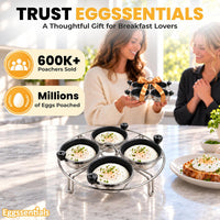 Eggssentials Egg Poacher Insert Stainless Steel Poached Egg Cooker Eggs Poaching Cup PFOA Free Egg Poachers Nonstick, 7.25" Rack Compatible with Current Cookware, Skillets & Instant Pots