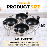 Eggssentials Egg Poacher Insert Stainless Steel Poached Egg Cooker Eggs Poaching Cup PFOA Free Egg Poachers Nonstick, 7.25" Rack Compatible with Current Cookware, Skillets & Instant Pots