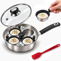 Egg Poacher - Eggssentials Poached Egg Maker, Stainless Steel Egg Poaching Pan, Poached Eggs Cooker Food Grade Safe PFOA Free with Spatula.