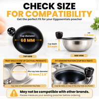Eggssentials Egg Poacher Replacement Spare Stainless Steel Anti-Stick PFOA Free Individual Removable Poaching Cups (4)