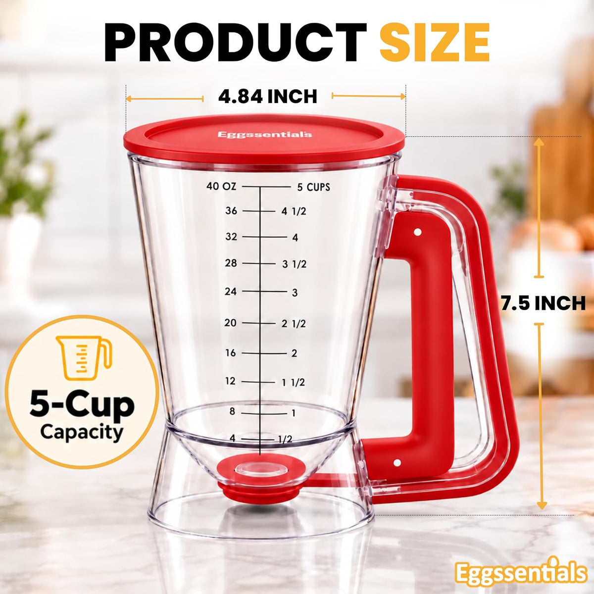 Eggssentials Pancake Batter Dispenser with Squeeze Handle Pancake Dispenser