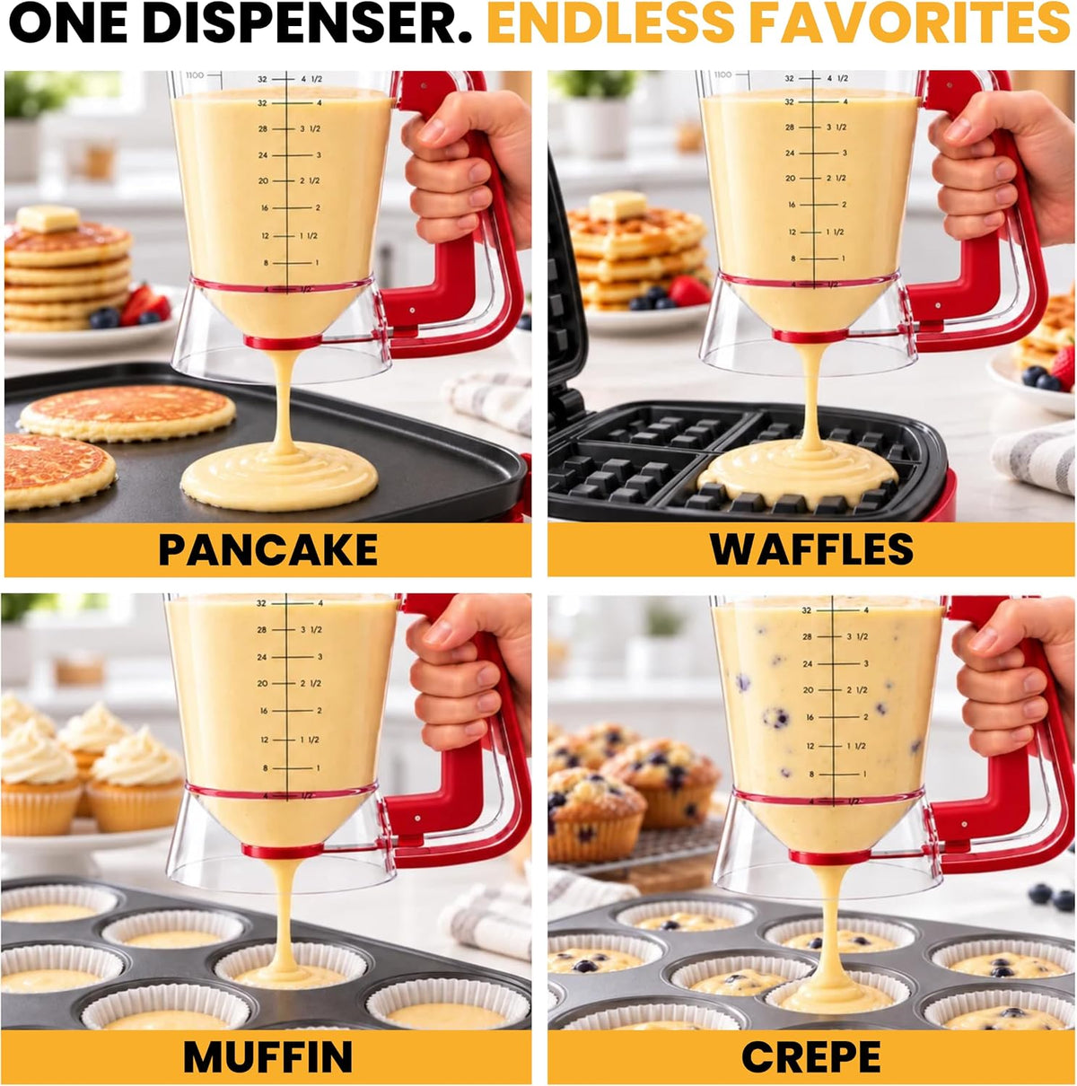 Eggssentials Pancake Batter Dispenser with Squeeze Handle Pancake Dispenser