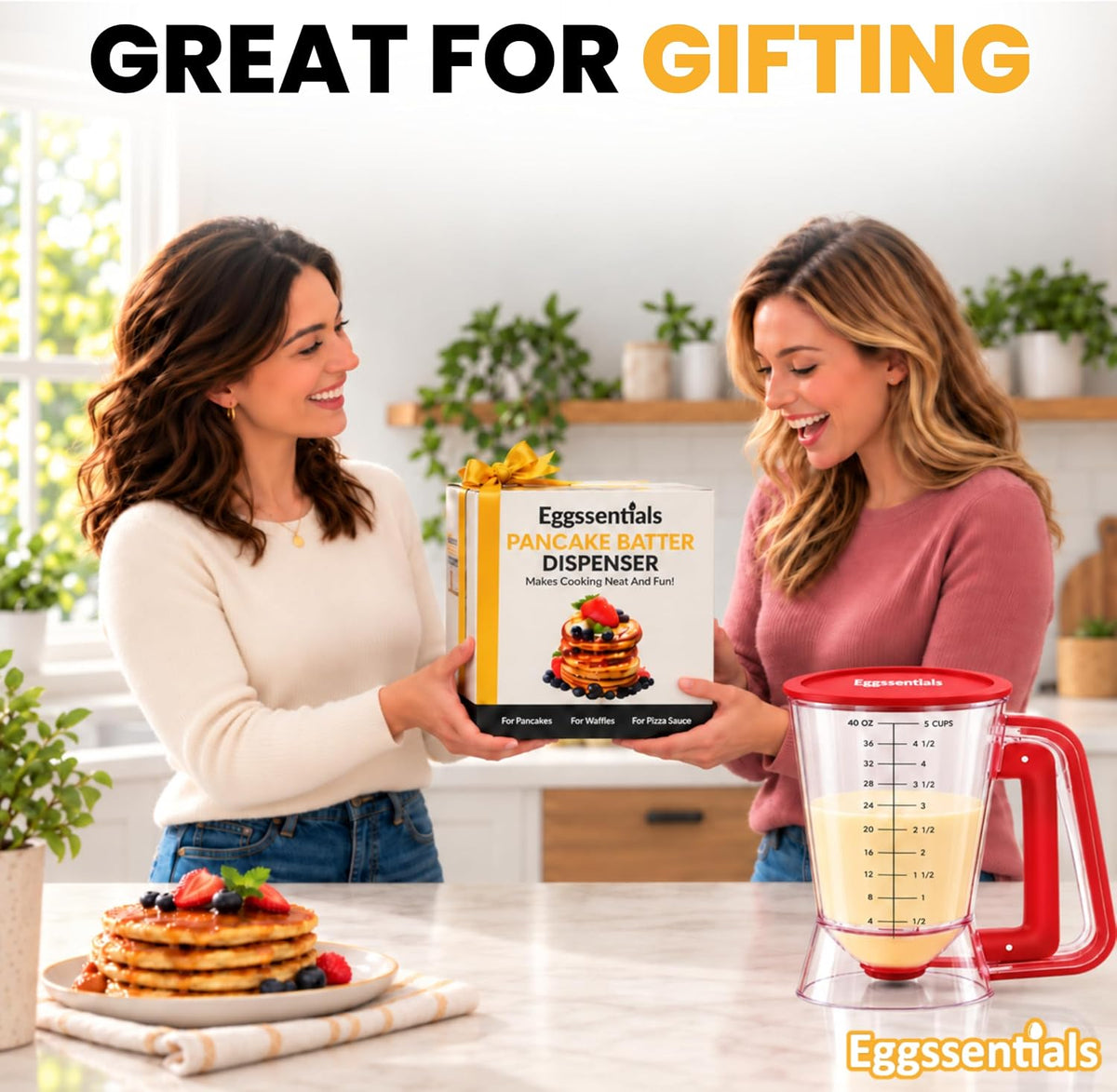 Eggssentials Pancake Batter Dispenser with Squeeze Handle Pancake Dispenser