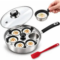 Egg Poacher - Eggssentials Poached Egg Maker, Stainless Steel Egg Poaching Pan, Poached Eggs Cooker Food Grade Safe PFOA Free with Spatula.