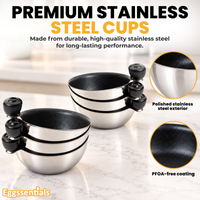 Eggssentials Egg Poacher Replacement Spare Stainless Steel 68mm in Diameter Anti-Stick PFOA Free Individual Removable Poaching Cups (6)