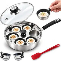 Egg Poacher - Eggssentials Poached Egg Maker, Stainless Steel Egg Poaching Pan, Poached Eggs Cooker Food Grade Safe PFOA Free with Spatula.