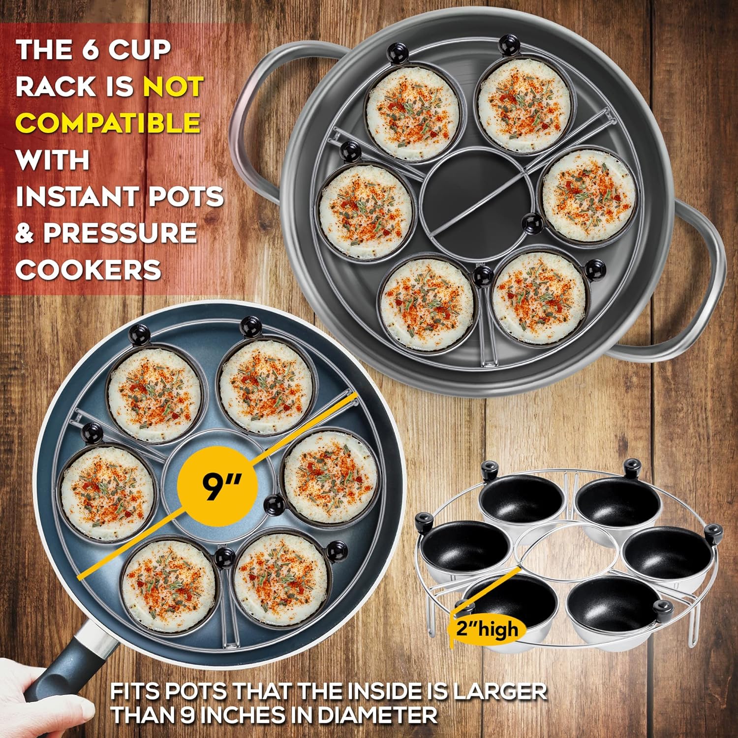 Durable Six-Cup Egg Poaching Rack for Easy Cooking - Eggssentials