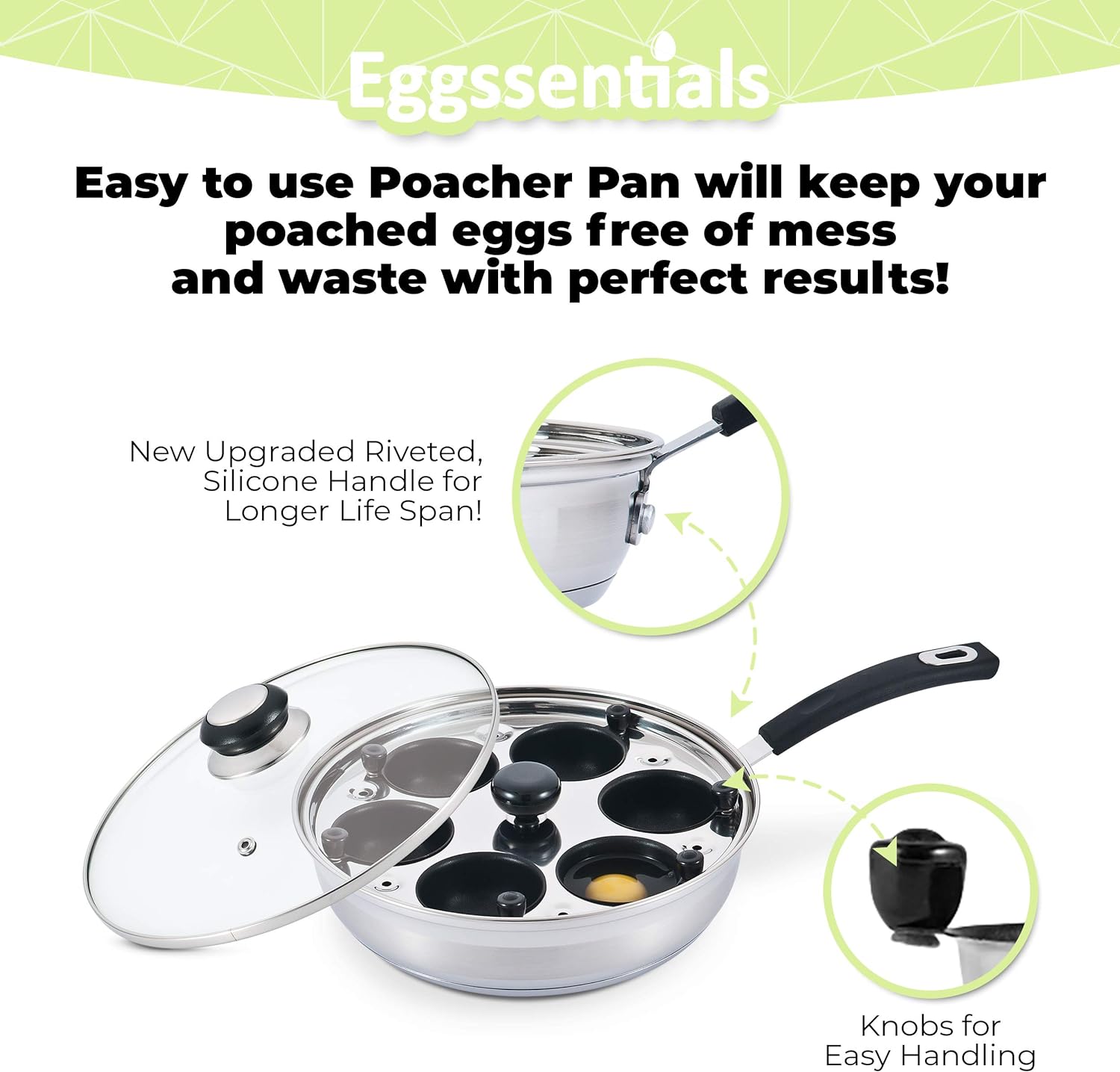 Eggssentials Stainless Steel Six Cup Egg Poacher Pan