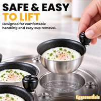 Eggssentials Egg Poacher Replacement Spare Stainless Steel 68mm in Diameter Anti-Stick PFOA Free Individual Removable Poaching Cups (6)