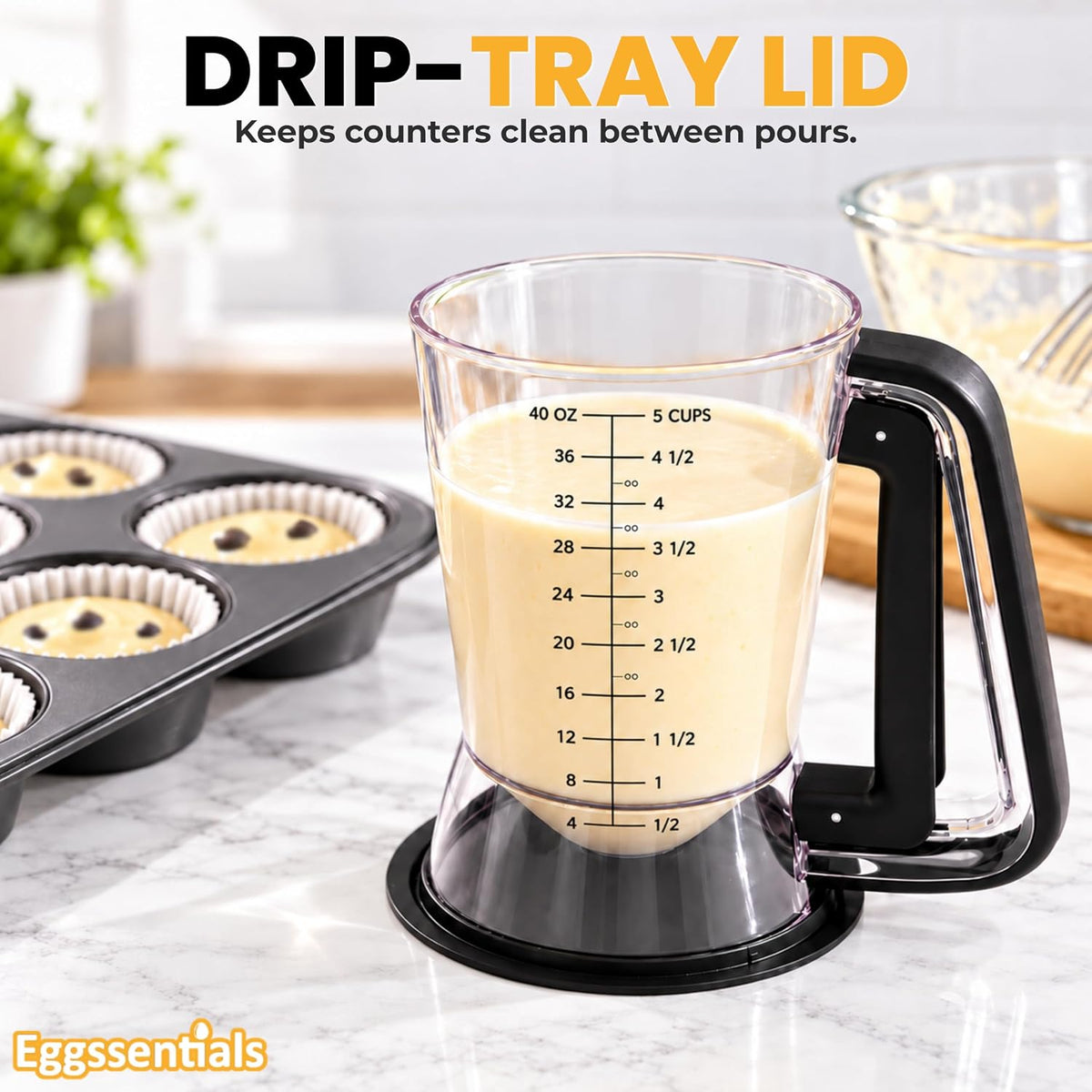 Eggssentials Pancake Batter Dispenser with Squeeze Handle Pancake Dispenser