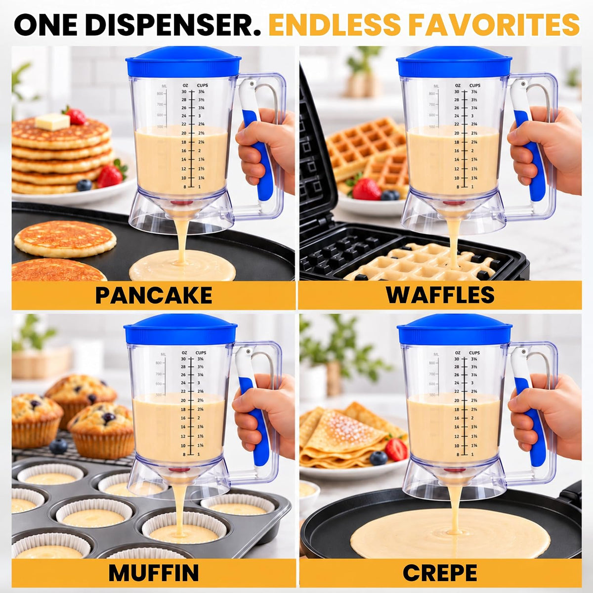 Eggssentials Pancake Batter Dispenser with Squeeze Handle Pancake Dispenser