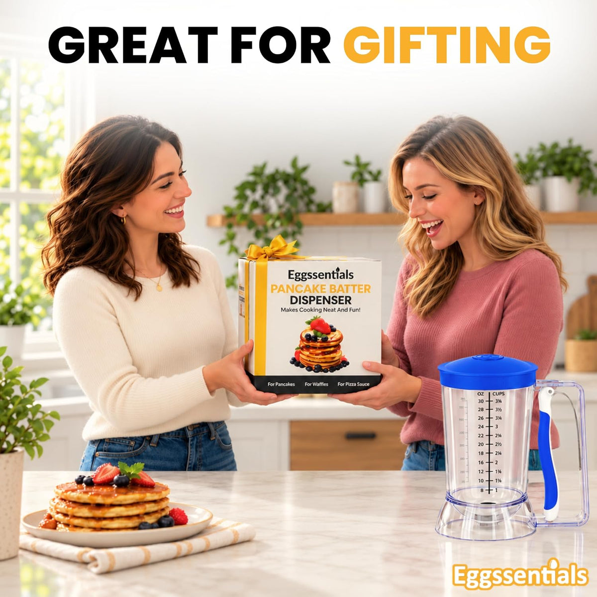 Eggssentials Pancake Batter Dispenser with Squeeze Handle Pancake Dispenser