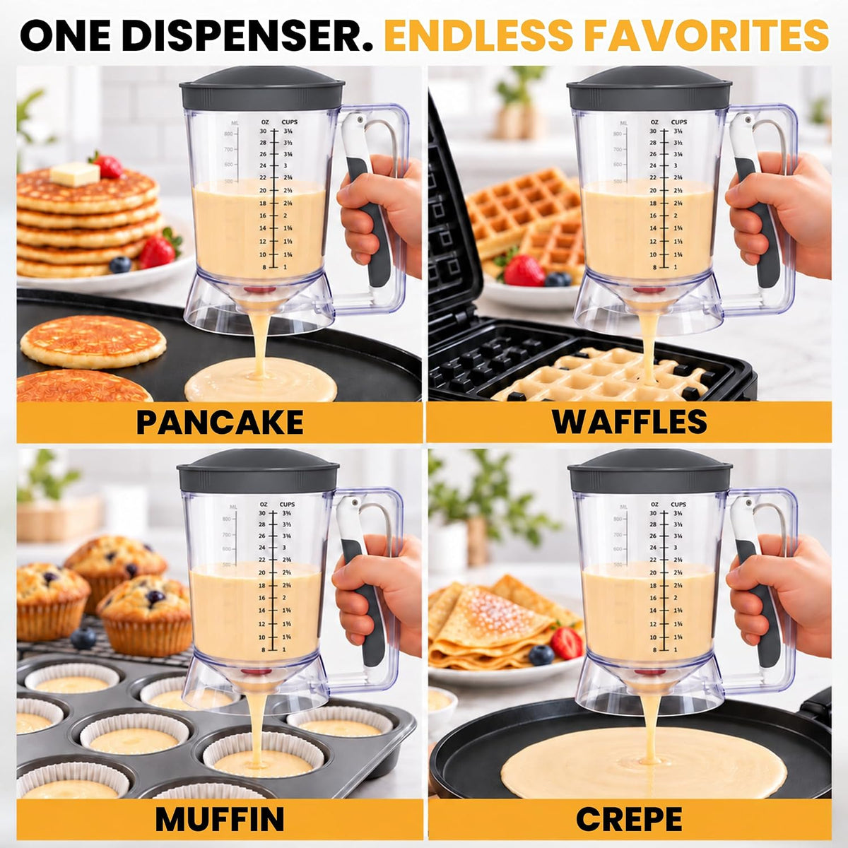 Eggssentials Pancake Batter Dispenser with Squeeze Handle Pancake Dispenser