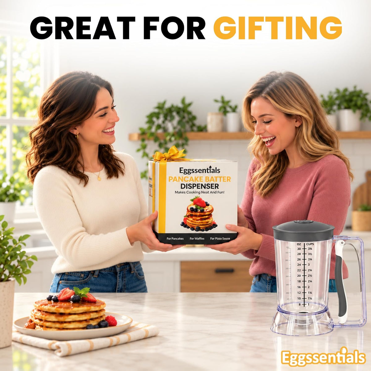 Eggssentials Pancake Batter Dispenser with Squeeze Handle Pancake Dispenser