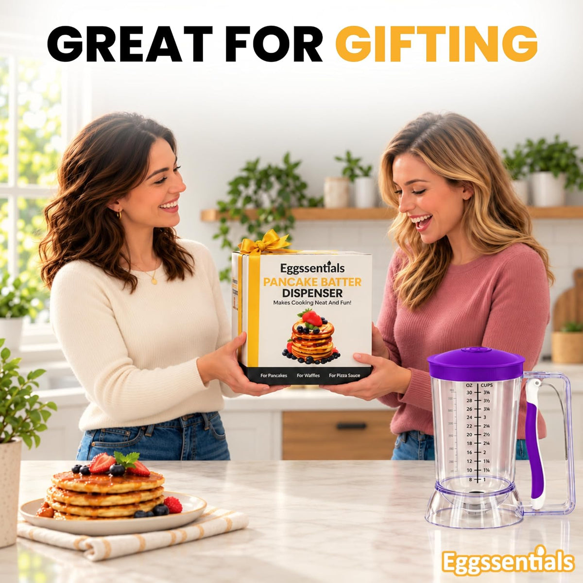 Eggssentials Pancake Batter Dispenser with Squeeze Handle Pancake Dispenser