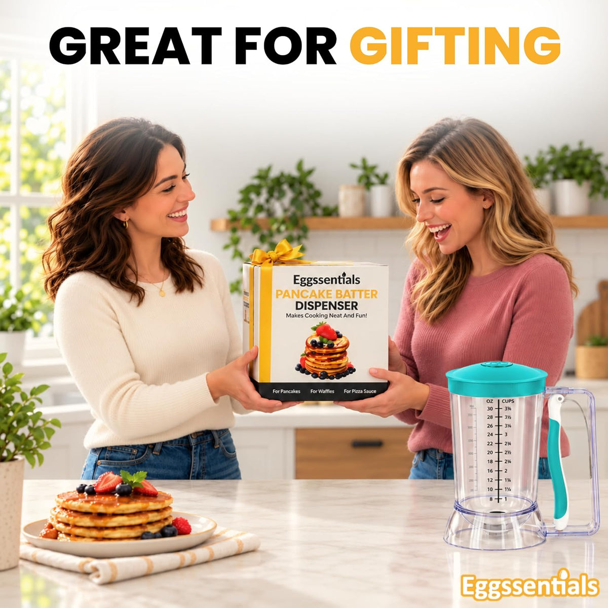 Eggssentials Pancake Batter Dispenser with Squeeze Handle Pancake Dispenser