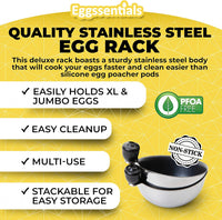 Egg Poacher Insert Stainless Steel Poached Egg Cooker Eggs Poaching Cup PFOA Free Egg Poachers Nonstick, 7.25" Rack Compatible with Current Cookware, Skillets & Instant Pots