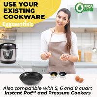 Egg Poacher Insert Stainless Steel Poached Egg Cooker Eggs Poaching Cup PFOA Free Egg Poachers Nonstick, 7.25" Rack Compatible with Current Cookware, Skillets & Instant Pots