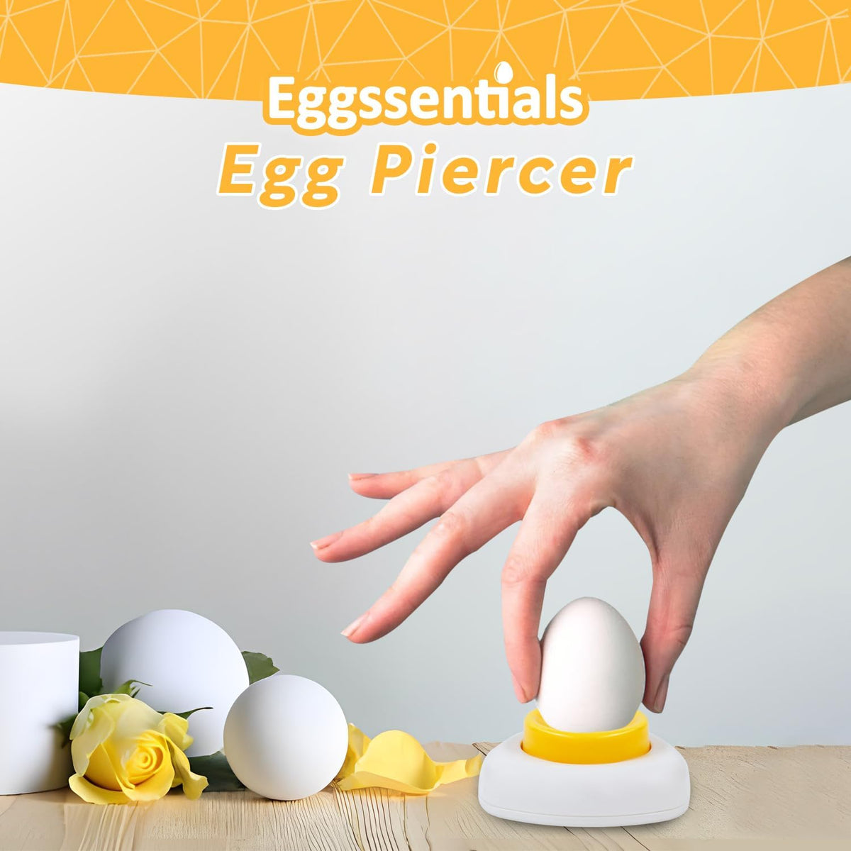 Eggssentials Egg Piercer to Cook Hard Boiled Eggs - Sturdy Base and Sharp Pin to Pierce Raw Eggs.