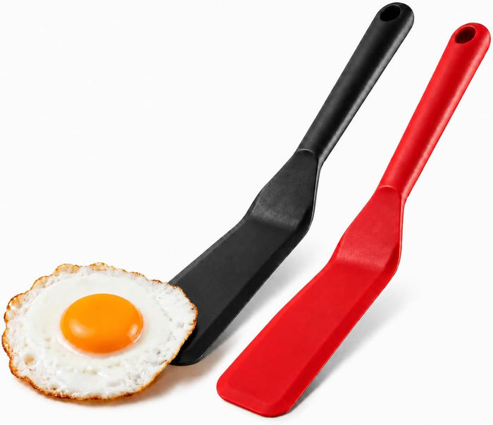 Eggssentials Pack of 2, Egg Spatula - Non-Stick, High Heat Resistant Kitchen Tools for Panckes, Eggs, Baking, Cooking, and Mixing - Red & Black