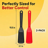 Eggssentials Pack of 2, Egg Spatula - Non-Stick, High Heat Resistant Kitchen Tools for Panckes, Eggs, Baking, Cooking, and Mixing - Red & Black