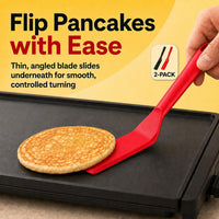 Eggssentials Pack of 2, Egg Spatula - Non-Stick, High Heat Resistant Kitchen Tools for Panckes, Eggs, Baking, Cooking, and Mixing - Red & Black