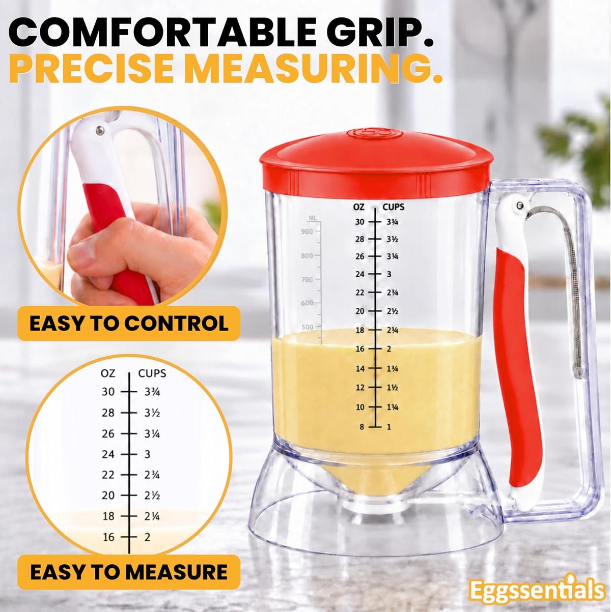 Eggssentials Pancake Batter Dispenser with Squeeze Handle Pancake Dispenser
