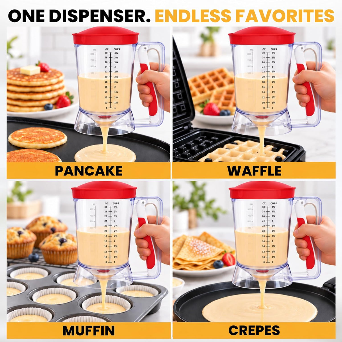 Eggssentials Pancake Batter Dispenser with Squeeze Handle Pancake Dispenser