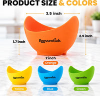 Eggssentials - Poached Egg Cups - Pack of 4 - BPA Free Silicone Egg Poacher Cups - Nonstick Poached Egg Cooker for Microwave, Stovetop, Baking – Easy to Clean Poaching Pods for Perfect Eggs