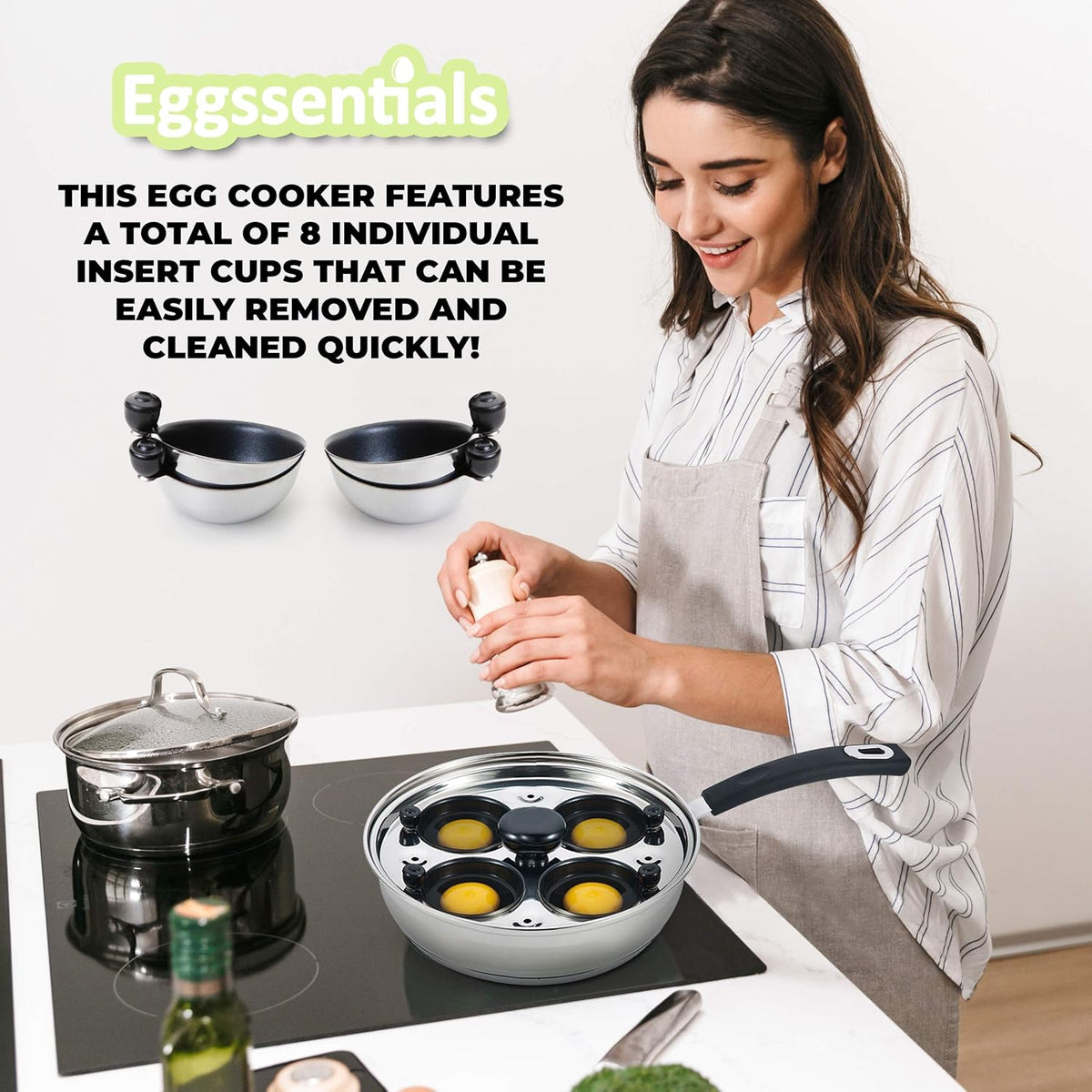 Four Cup Egg Poacher Pan With Extra 4 Cups